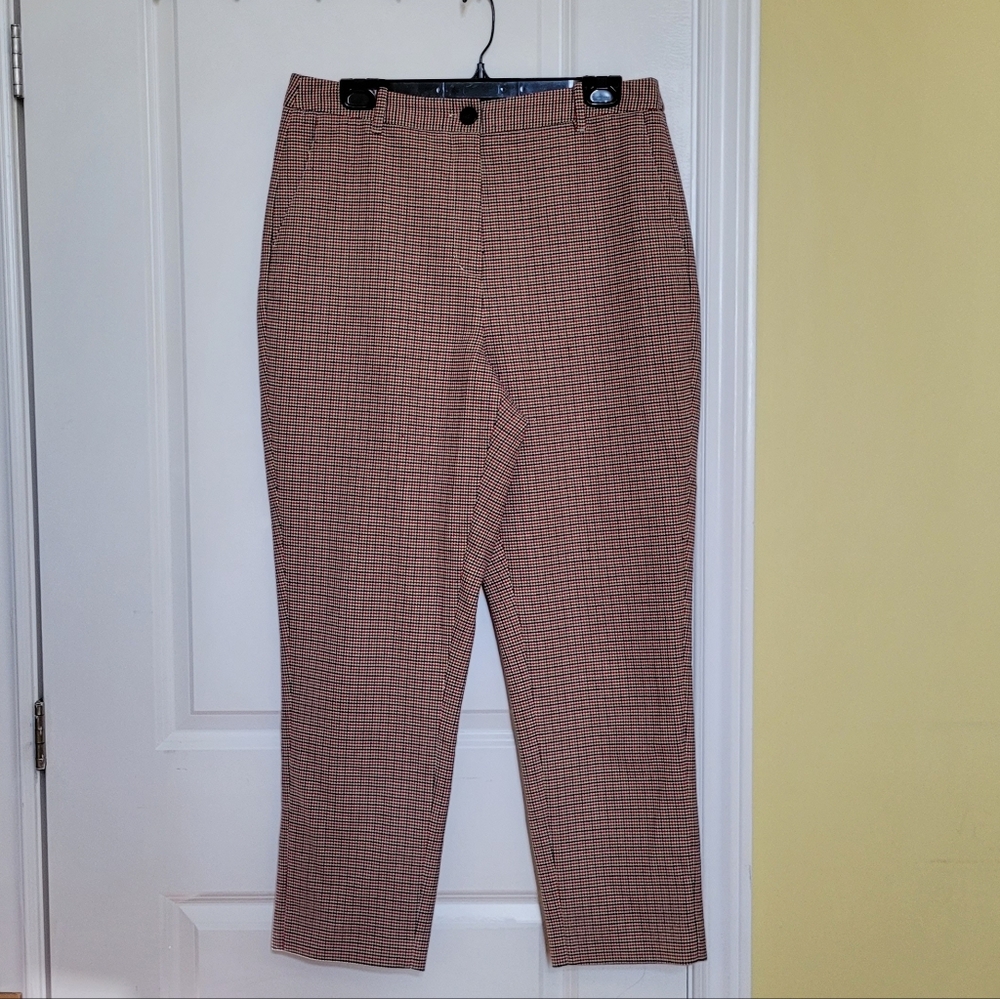 Frank & Oak Plaid Slim Trousers in Brown and Black
